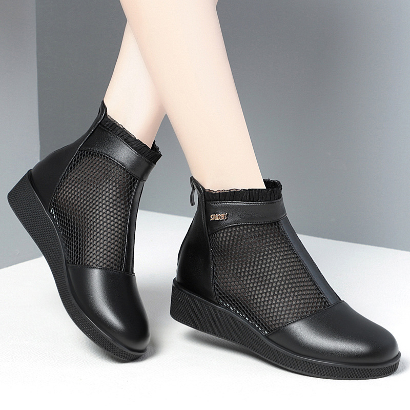 Moteriški Martin batai su vidutinio kulno, britų stilius, dviejų sluoksnių jautienos odos viršus, guma padas, užtrauktukas gale, pirštų forma žuvies burnos, kasdienis stilius