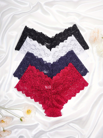 Dámske čipkové nohavičky, sada 4 kusy, s lemom scalloped, kód produktu Laz601099610346824