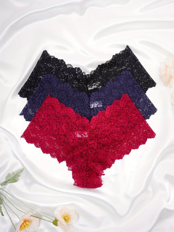 Dámske čipkové nohavičky, sada 4 kusy, s lemom scalloped, kód produktu Laz601099610346824