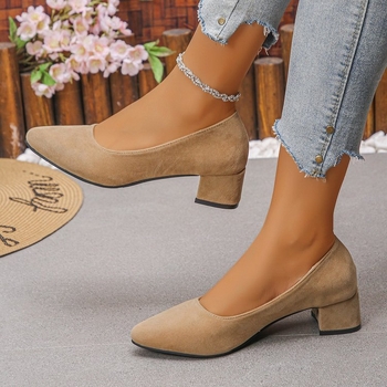 Лофери с кръгъл нос, PU горна част, райета, ток 6–8 см, каучукова подметка