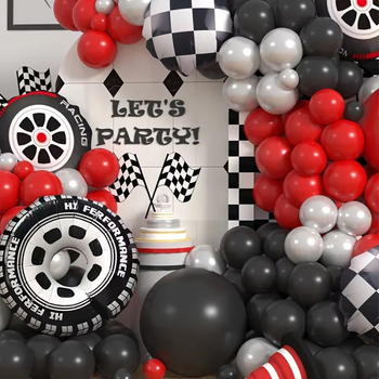 Σετ μπαλονιών για αψίδα σε πάρτι γενεθλίων με θεμα αγώνων — μπαλόνια από αλουμινίου φιλμ, ακανόνιστος σχηματισμός, κυκλικό σχέδιο