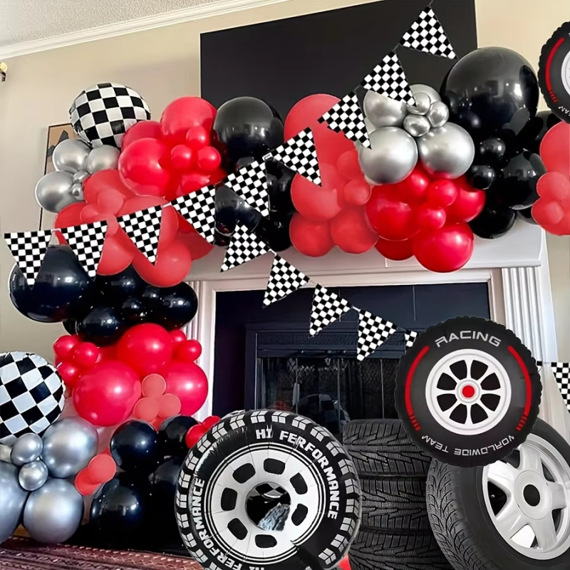 Σετ μπαλονιών για αψίδα σε πάρτι γενεθλίων με θεμα αγώνων — μπαλόνια από αλουμινίου φιλμ, ακανόνιστος σχηματισμός, κυκλικό σχέδιο