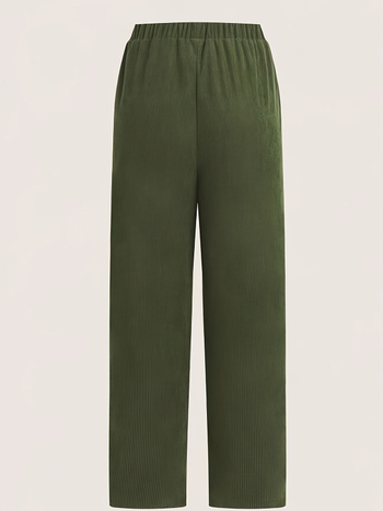 Pantaloni corduroy pentru femei, croi drept, talie medie, lungi, stil elegant casual