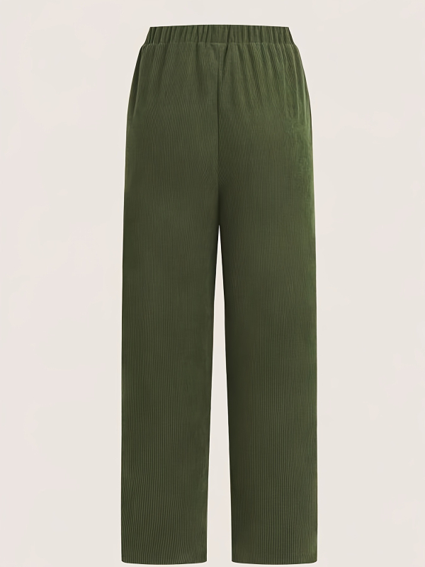 Pantaloni corduroy pentru femei, croi drept, talie medie, lungi, stil elegant casual
