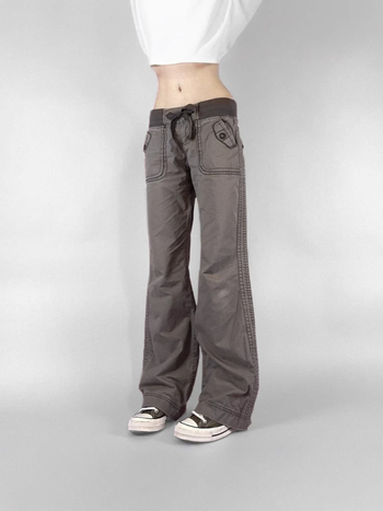 MAILEETE ženske casual hlače – niski struk, ravni kroj, pamuk 95%+, pranje pijeskom, street stil