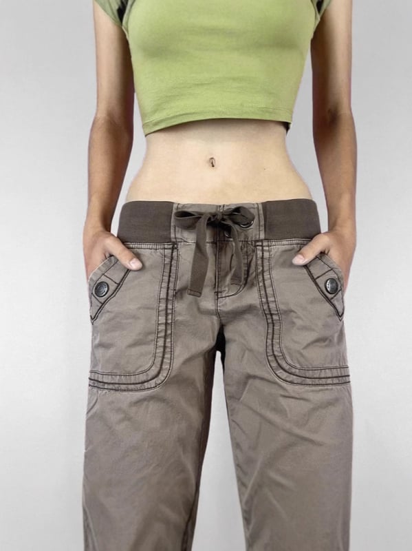 MAILEETE ženske casual hlače – niski struk, ravni kroj, pamuk 95%+, pranje pijeskom, street stil