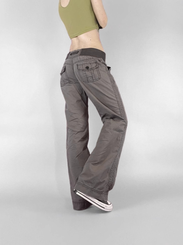 MAILEETE ženske casual hlače – niski struk, ravni kroj, pamuk 95%+, pranje pijeskom, street stil