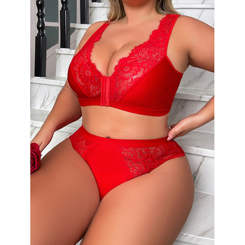 Безжичен сутиен и комплект бельо със странично прибиране, пълен чашков модел, закопчаване отпред, фиксирани двойни презрамки, полиестерна материя