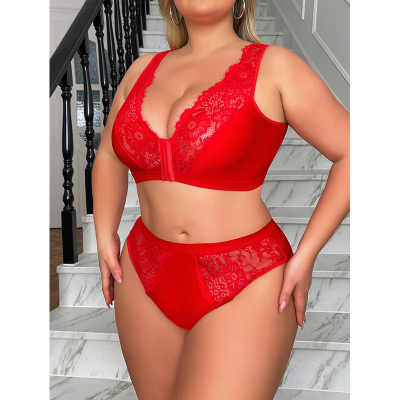 Безжичен сутиен и комплект бельо със странично прибиране, пълен чашков модел, закопчаване отпред, фиксирани двойни презрамки, полиестерна материя