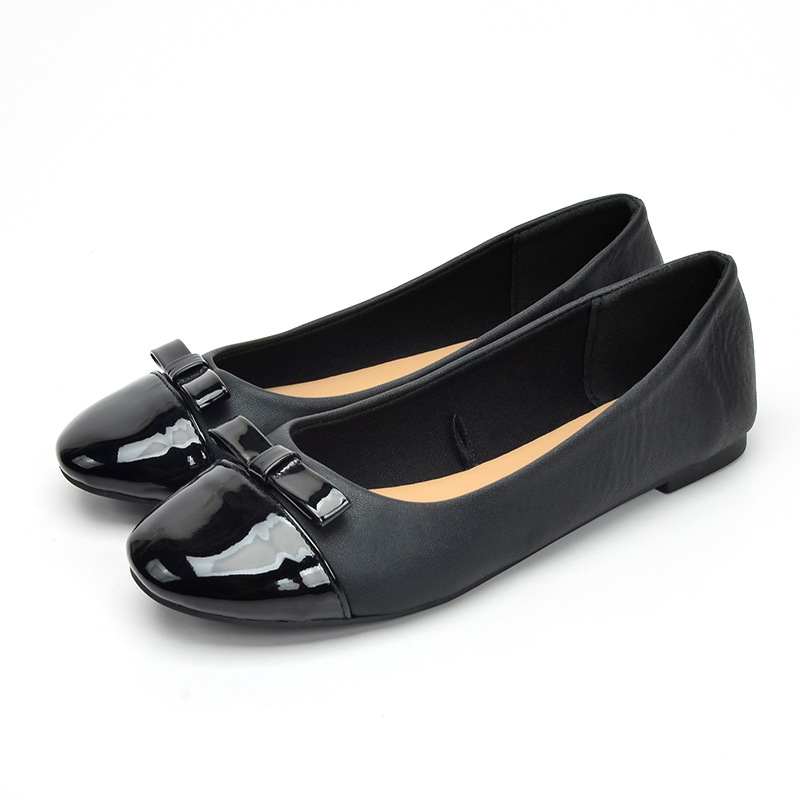 Masni díszítésű balerina cipő, PU felső rész, TPR talp, slip-on, alacsony nyílás