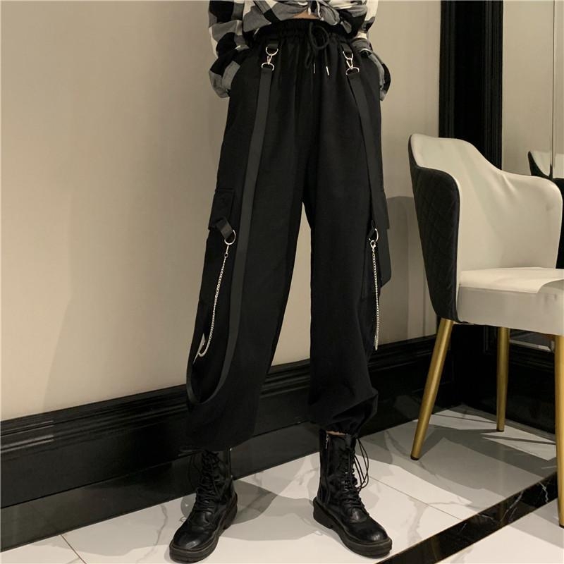 Ženske hlače visokog struka, ravne krojenje, poliester-elastan mješavina (≥95% poliester), street-hipster/workwear stil