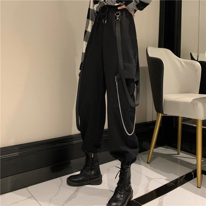 Ženske hlače visokog struka, ravne krojenje, poliester-elastan mješavina (≥95% poliester), street-hipster/workwear stil