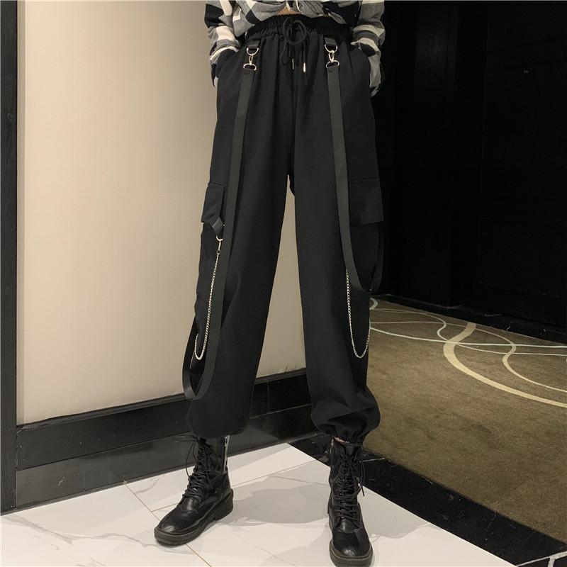 Ženske hlače visokog struka, ravne krojenje, poliester-elastan mješavina (≥95% poliester), street-hipster/workwear stil