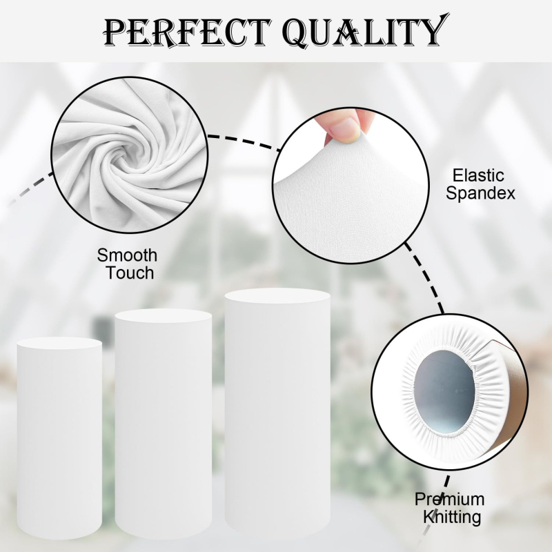 Okrúhly displej na svadobné dezerty – set polyesterovým materiálom, tlačová technika, poloautomatická a polo mechanická výroba