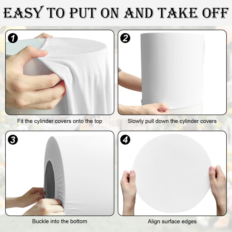 Okrúhly displej na svadobné dezerty – set polyesterovým materiálom, tlačová technika, poloautomatická a polo mechanická výroba