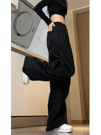 Pantaloni de damă lejeri, croială dreaptă, poliester, talie medie, toamnă 2025