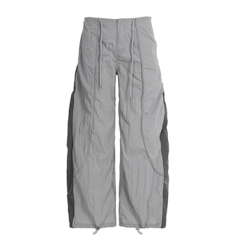Ženske široke casual hlače s dizajnom koláž/splicing, ulični hipster stil, niski struk, ljetni model 2025