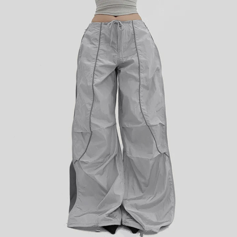 Ženske široke casual hlače s dizajnom koláž/splicing, ulični hipster stil, niski struk, ljetni model 2025