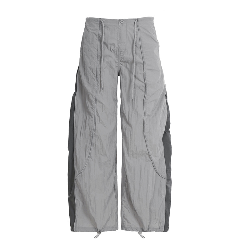 Ženske široke casual hlače s dizajnom koláž/splicing, ulični hipster stil, niski struk, ljetni model 2025