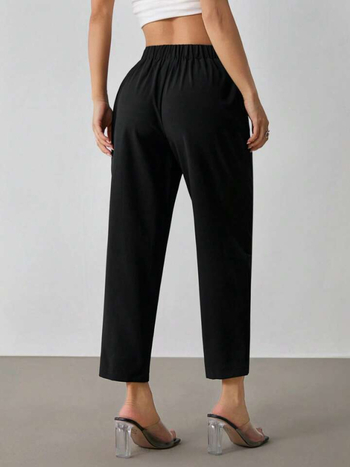 Γυναικείοι παντελόνες με ίσια γραμμή και κομμένο μήκος, ανάμειξη πολυεστέρα-σπαντέξ-βαμβάκι, μεσαία μέση, μικροελαστικότητα, καλοκαίρι 2025