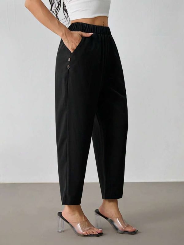 Γυναικείοι παντελόνες με ίσια γραμμή και κομμένο μήκος, ανάμειξη πολυεστέρα-σπαντέξ-βαμβάκι, μεσαία μέση, μικροελαστικότητα, καλοκαίρι 2025