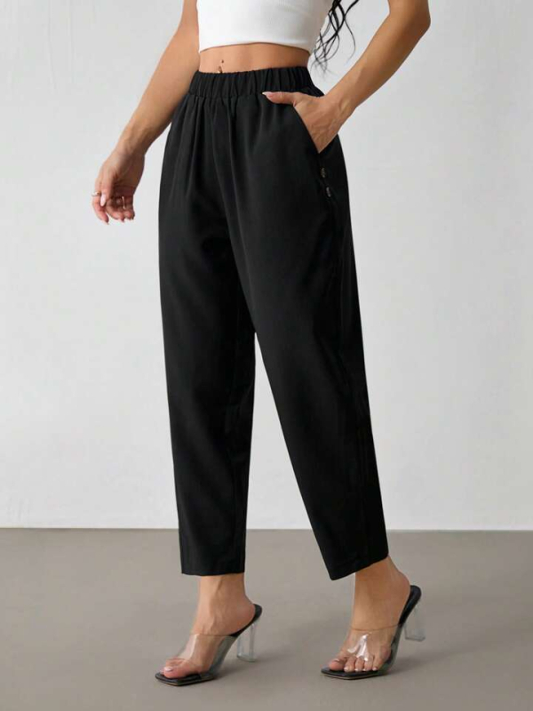 Γυναικείοι παντελόνες με ίσια γραμμή και κομμένο μήκος, ανάμειξη πολυεστέρα-σπαντέξ-βαμβάκι, μεσαία μέση, μικροελαστικότητα, καλοκαίρι 2025