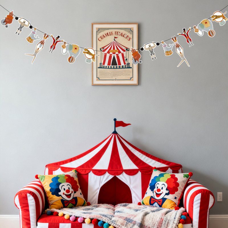 Papirový banner s témou cirkusu – digitálna tlač, papierová plocha, bez vlajkového stožára, 0427