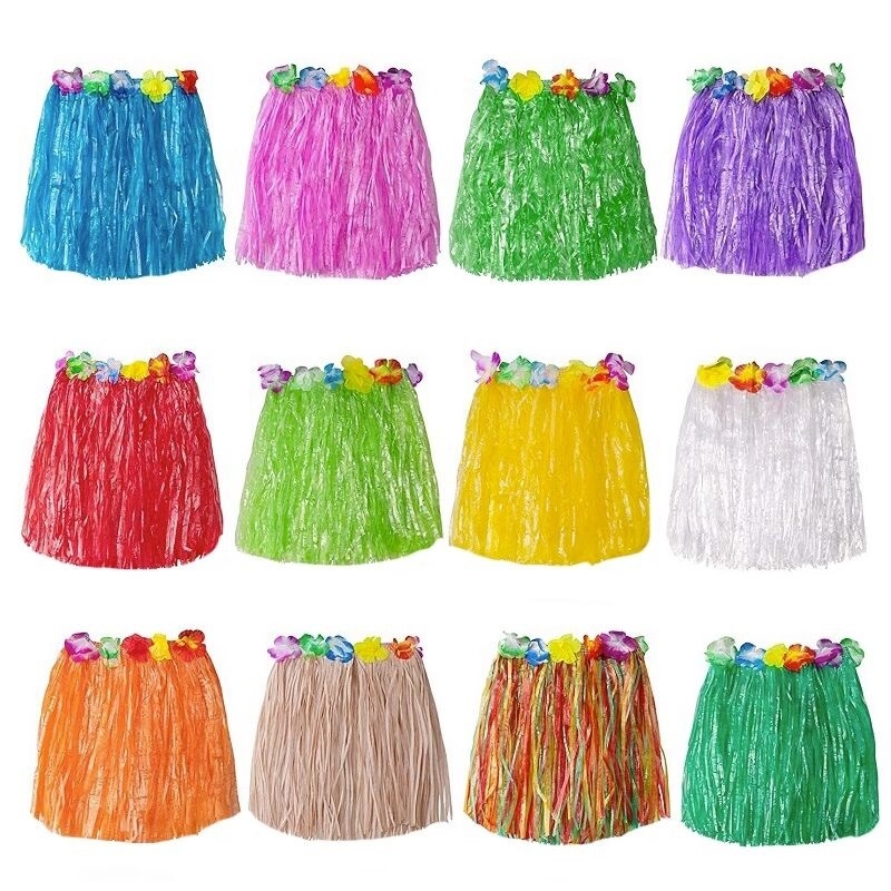 Prop so zelenou sukňou pre detské Halloween hawaii tanečné kostýmy (Xuankai, Plastic, Woven, Grass skirt, Makeup costume props)