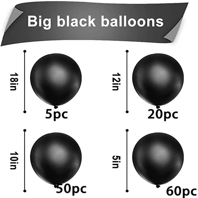 Mat crni latex baloni – set za zabave, okruglog oblika, toplinsko zapečaćenje, bez logotipa, jedan set; pogodno za vjenčanja, mature, muške rođendane, obljetnice i otkrivanje spola