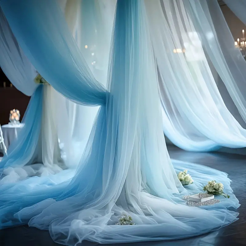 Záves na svadobný oblúk, čiastočne priesvitná gáza, sieťové spracovanie, európsky štýl, polyester