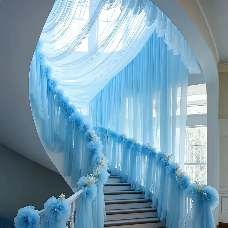 Záves na svadobný oblúk, čiastočne priesvitná gáza, sieťové spracovanie, európsky štýl, polyester