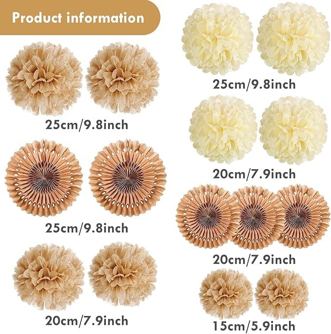 Doplnky pre svadobné prostredie - papierové kvety v guľách, papierové visacie ozdoby, bohémske lustre, stuhy