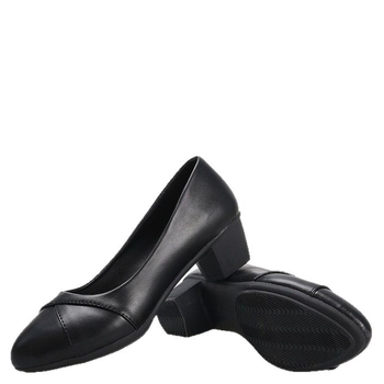 PU bőr felsőrészű női cipő, hegyes orrú, 3–5 cm-es középmagas sarok, slip-on, gumitalp