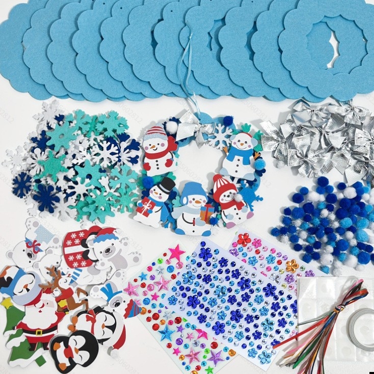 DIY set za zimske cvjetne kreacije s snježnim čovjekom – Materijal: filc; Stil: Božićni; Pogodno za Božić