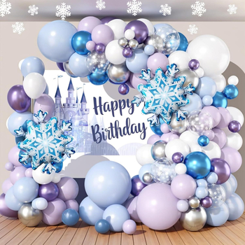 Αψίδα μπαλονιών με θέμα νιφάδες χιονιού – μπαλόνια λατέξ και αλουμινίου φολίας, ακανόνιστο σχήμα, για γενέθλια, Χριστούγεννα και εαρινές εορτές