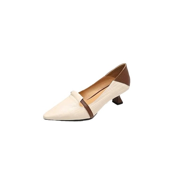 Női PU bőr cipő, közepes sarkú 3–5 cm, hegyes orr, slip-on, gumírozott talp