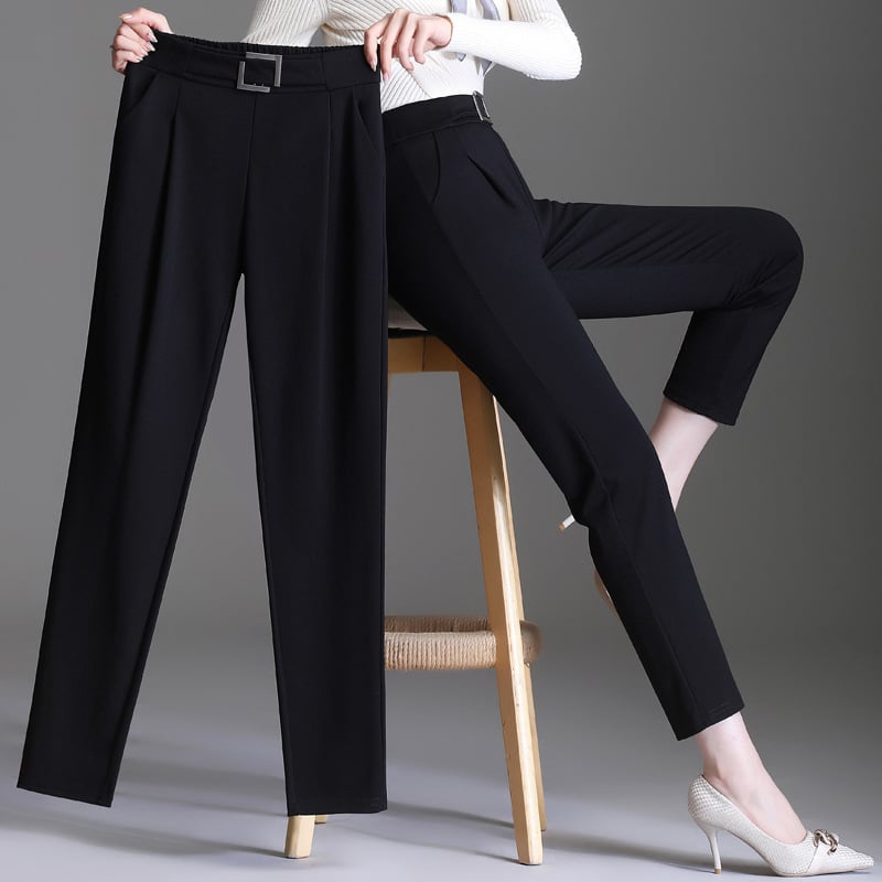 Női harém nadrág magas derékkal, keskeny szabású, nejlon-viszkóz keverék, elasztikus derék, mindennapi nadrág