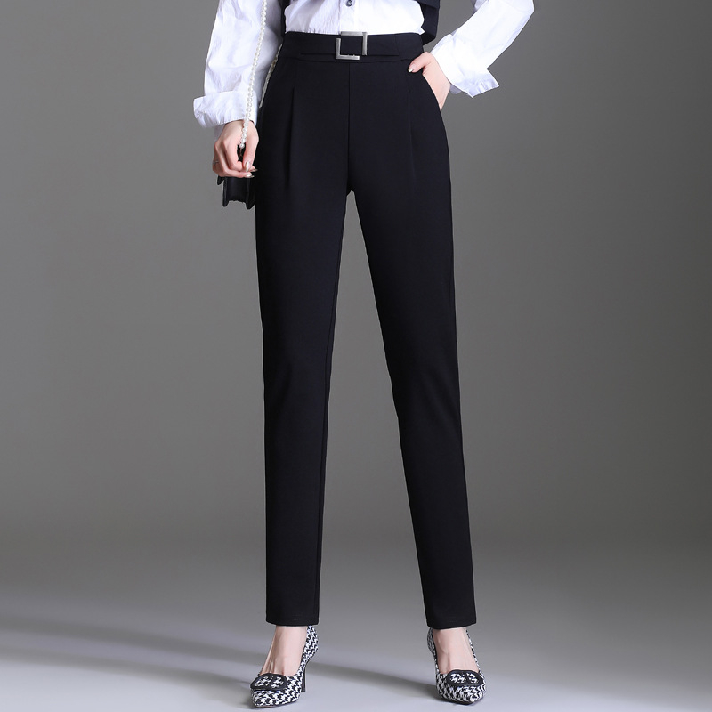 Női harém nadrág magas derékkal, keskeny szabású, nejlon-viszkóz keverék, elasztikus derék, mindennapi nadrág