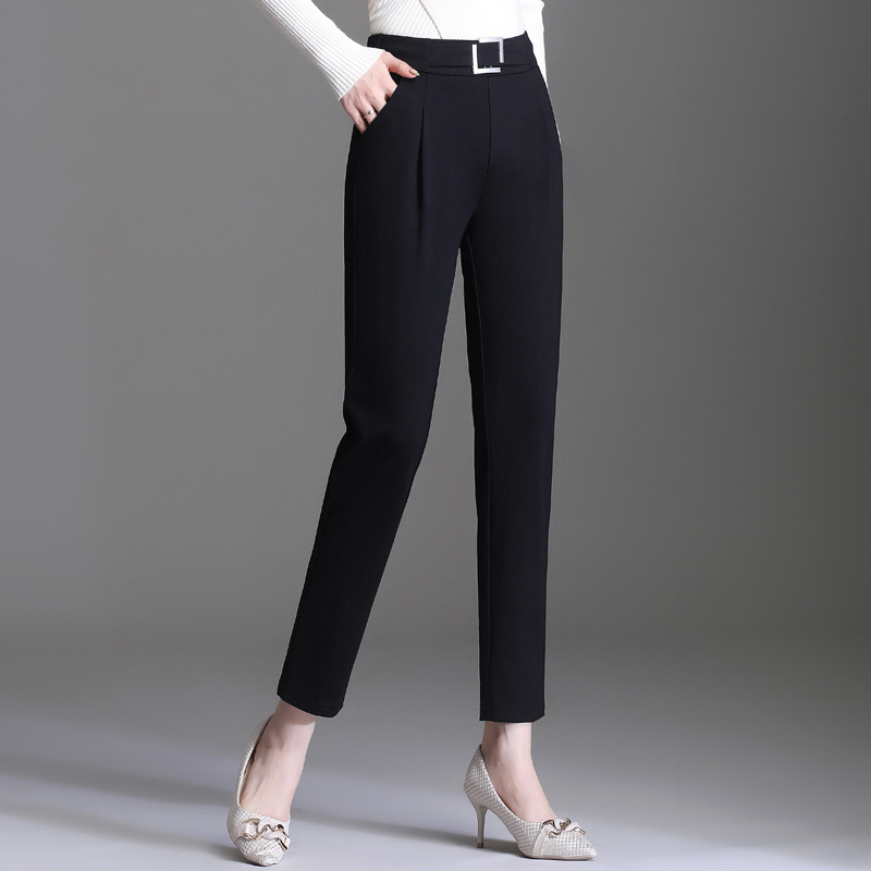 Női harém nadrág magas derékkal, keskeny szabású, nejlon-viszkóz keverék, elasztikus derék, mindennapi nadrág