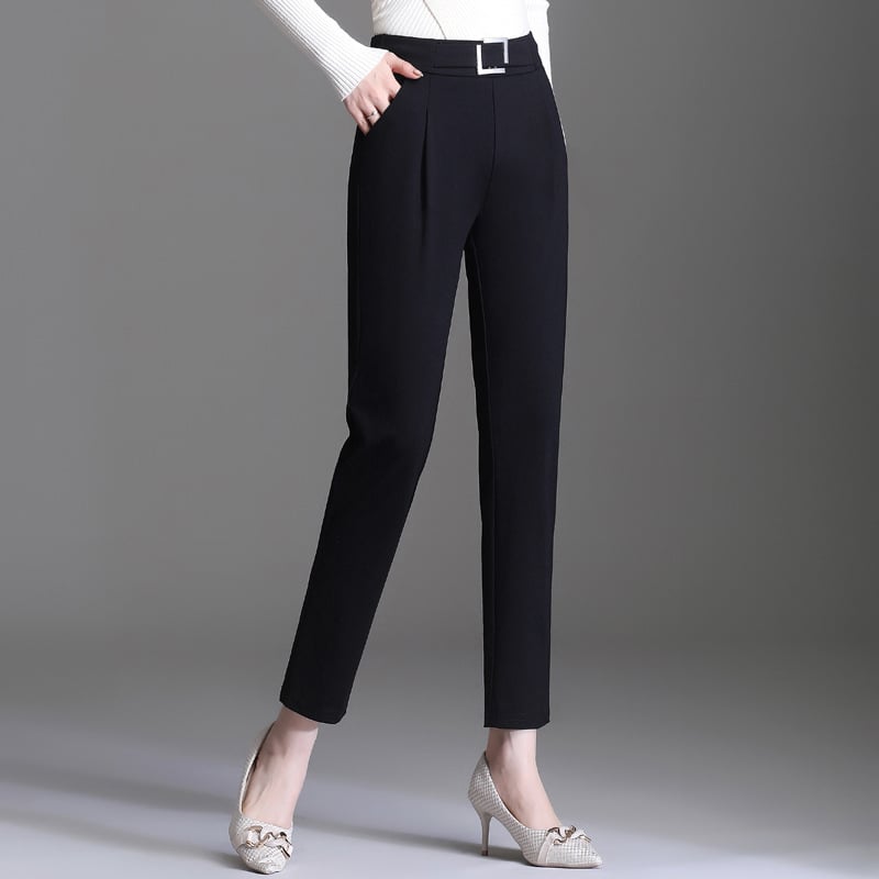 Női harém nadrág magas derékkal, keskeny szabású, nejlon-viszkóz keverék, elasztikus derék, mindennapi nadrág