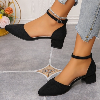 Juostiniai sandalai, viršutinė medžiaga PU, kvadratinė nosis, stilius: natūralios odos kokybė, guminė padas, ruduo 2025