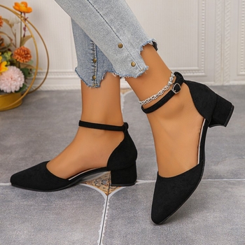 Juostiniai sandalai, viršutinė medžiaga PU, kvadratinė nosis, stilius: natūralios odos kokybė, guminė padas, ruduo 2025