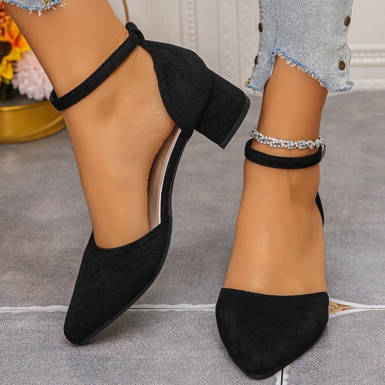 Juostiniai sandalai, viršutinė medžiaga PU, kvadratinė nosis, stilius: natūralios odos kokybė, guminė padas, ruduo 2025