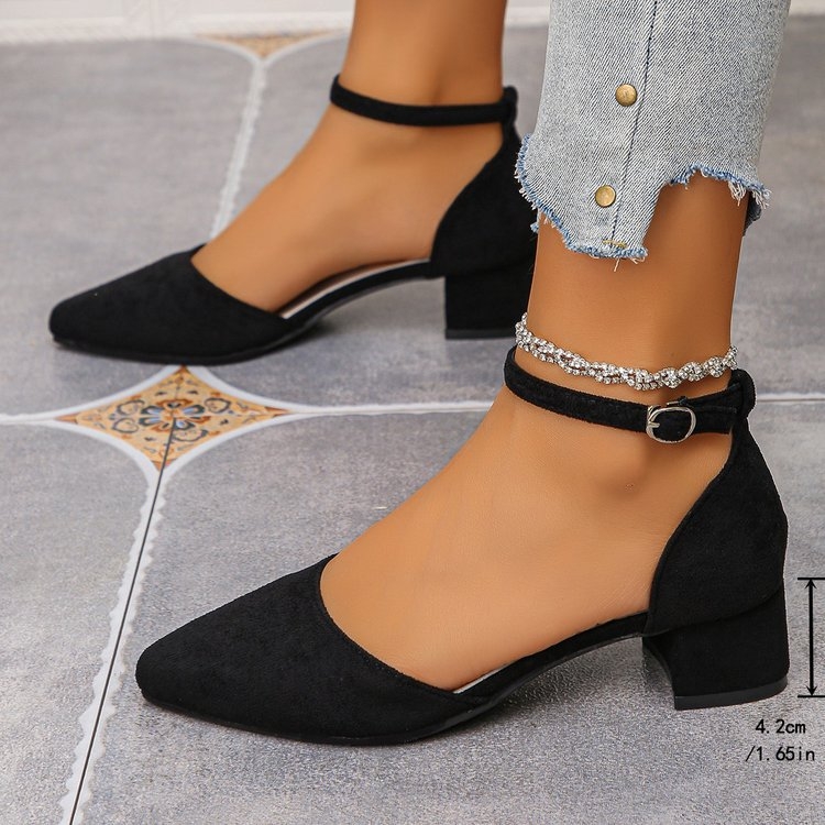 Juostiniai sandalai, viršutinė medžiaga PU, kvadratinė nosis, stilius: natūralios odos kokybė, guminė padas, ruduo 2025