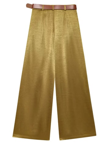 Ženske casual hlače s širokim krojem, duge, poliester 95%+, zatvarač, gradski stil, ljeto 2025
