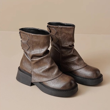 Női bokacsizmák microfiber felsőrésszel, gumírozott talppal, vastag sarka 3–5 cm, húzható kivitel