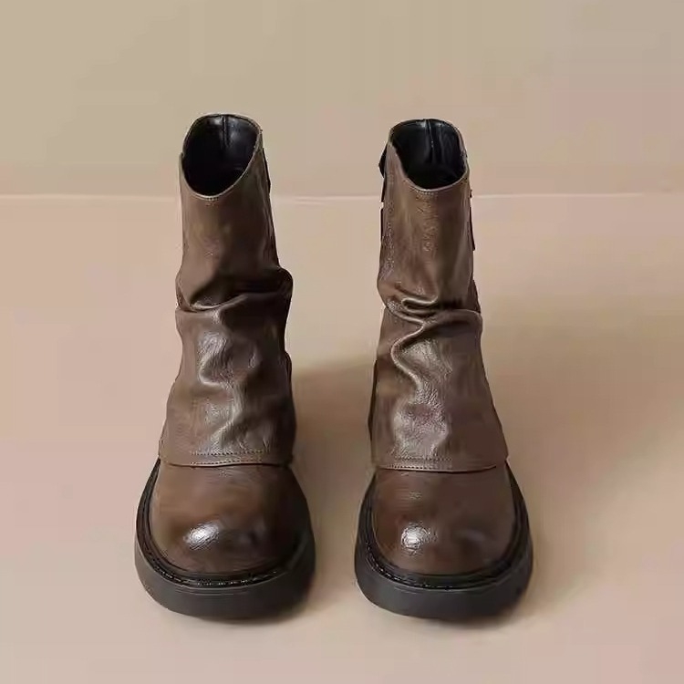 Női bokacsizmák microfiber felsőrésszel, gumírozott talppal, vastag sarka 3–5 cm, húzható kivitel