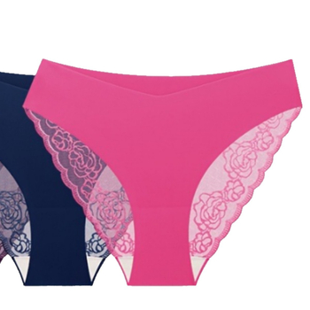 Chiloți damă din dantelă, model floral, material Nylon+Spandex, talie medie, căptușeală din bumbac