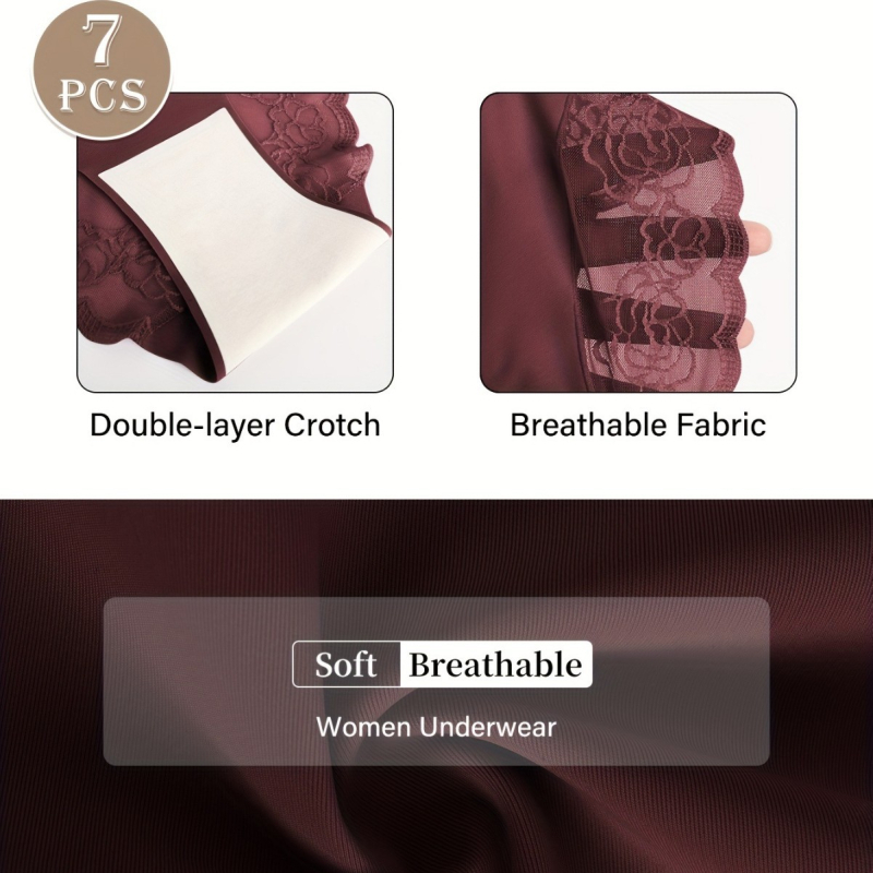 Chiloți damă din dantelă, model floral, material Nylon+Spandex, talie medie, căptușeală din bumbac