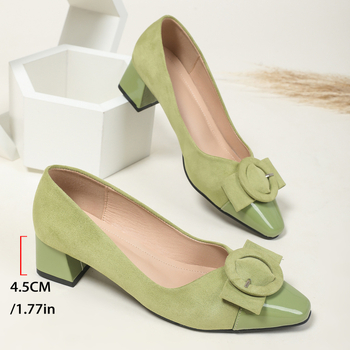 Mary Jane cipele sa četvrtastim vrhom, srednji potpetica 3–6 cm, PU gornji dio, debeli potpetica, bez vezivanja